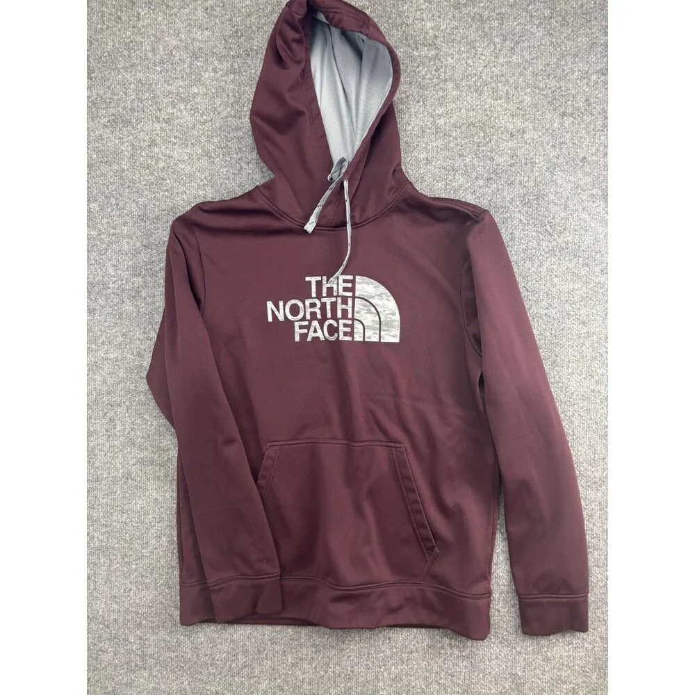 The North Face Hoodie Mens Large‎ Red Pullover Fleece Sweatshirt Logo Graphic